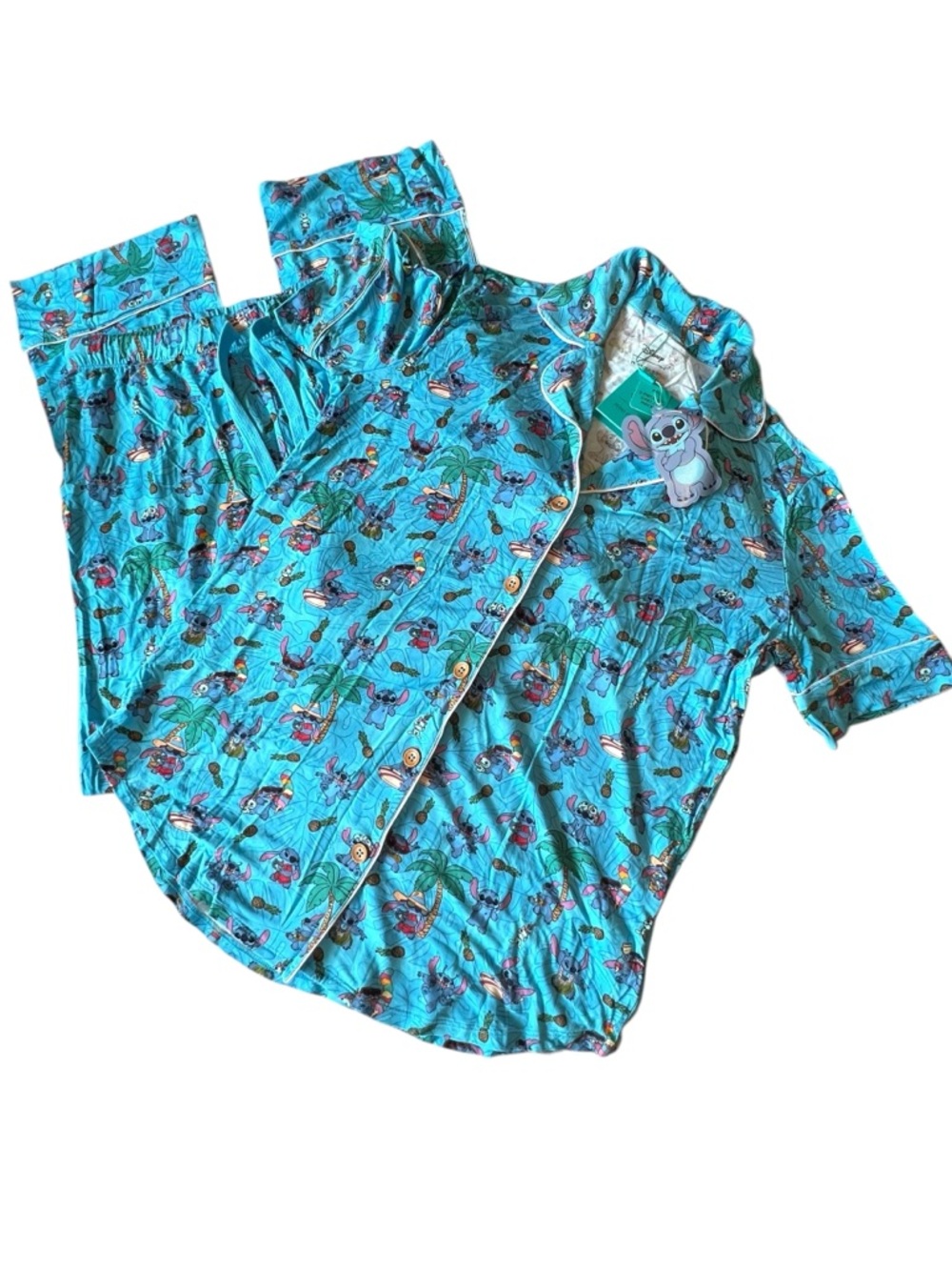 NEW Posh Peanut Disney Stitch Pajama Set Short Sleeve Top Long Pants Size Small